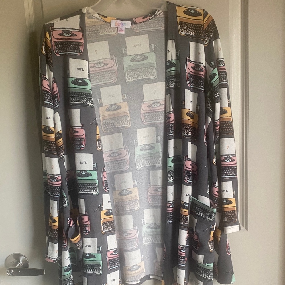 LulaRoe Typewriter Print Cardigan
